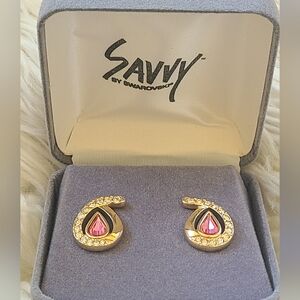 SAL by Swarovski Vintage Stud Earrings- Like New Condition In Box